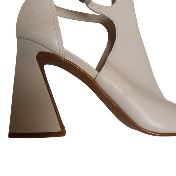 Vince Camuto 8.5 M Roskette Beige Leather Block Heel Sandals Open Toe Buckles - Picture 8 of 13